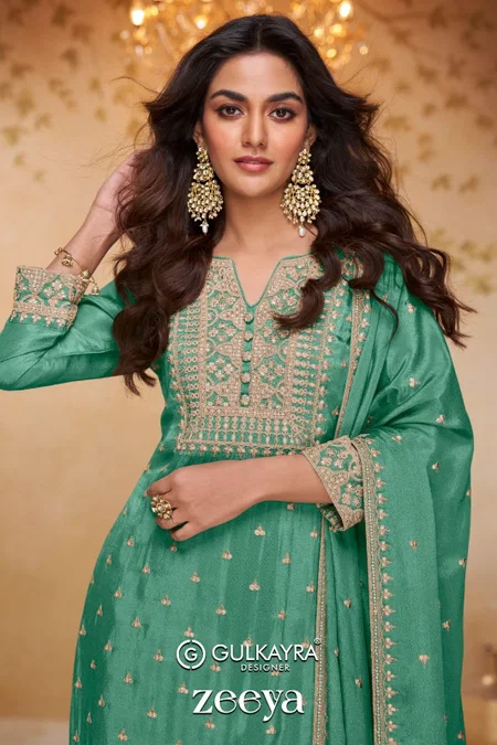 Zeeya By Gulkayra Real Chinon Embroidery Readymade Suits